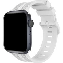Vigordurus Newface Apple Watch 38MM KR408 Çizgili Silikon Kordon - Beyaz