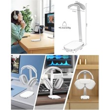 Vigordurus Kulaklık Standı, Airpods Max Için Ağır Kulaklık Tutucu, Kulak Üstü Kulaklık Için Çalışma Masası Aksesuarı, Oyun Kulaklığı, Alüminyum, Abs ve Silikon, Gümüş Beyaz