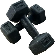 Nuvvo 1 kg x 2 Adet Köşeli Vinyl Kaplı Siyah Dambıl Ağırlık Seti