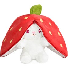 Vigordurus Pelüş Çilek Tavşan,fermuarlı Meyve Çantasında Nakışlı,40 Cm,pembe, Kırmızı, Karpuz, Ananas, Havuç Model Seçenekleri,paskalya,çilek Tavşan (Kırmızıçilek)