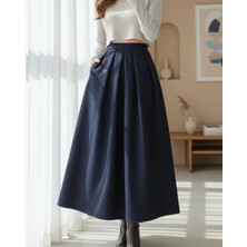 Moda Morfo Pileli Fermuarlı Kaşe Etek -Laci