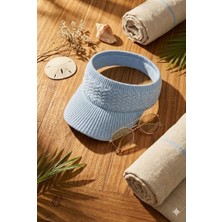 Belifanti Collection Premium Bebe Mavisi Örme Triko Vizör Şapka Esnek Yapı Nefes Alabilir Spor Tenis Güneşlik