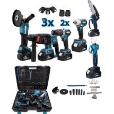 Branzeg 6'lı Altılı Şarjlı Matkap Seti 3x Batarya 2x Şarj Aleti Kömürsüz Motor Çelik Şanzuman