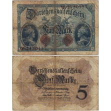 Banknoting Almanya 5 Mark 1914 Temiz