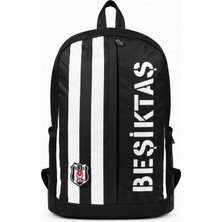 Beşiktaş Lisanslı 3 Bölmeli Sırt Çantası - Çubuklu Desen Laptop Gözlü Su Itici Kumaşlı Okul Çantası