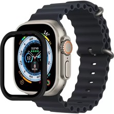 Vigordurus Newface Apple Watch Ultra 49MM Alüminyum Kasa Cam Ekran Koruyucu - Siyah
