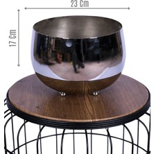 Yapay Çiçek Sitesi Metal Dekoratif Saksı 17 cm Gümüş