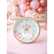 Parti Adresi Prenses Şato Temalı Karton Tabak – Doğum Günü Parti Tabağı 8'li