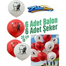 Emrah Gültekin Atatürk Baskılı Balon Şeker Hediyeli 26 cm Kırmızı Beyaz 23 Nisan 29 Ekim 19 Mayıs Süsleme Etkinlik Balonlar