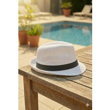 Belifanti Collection Premium Beyaz Hasır Fötr Şapka Unisex Michael Jackson Model