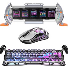 Gravastar K1 Pro Mekanik Gaming Klavye, x Pro Kablosuz Optik Mouse ve Dijital Resim Çerçevesi Oyuncu Seti, Cyberpunk