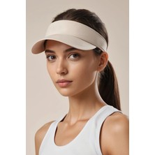 Belifanti Collection Bej Tenis Vizör Şapka Ayarlanabilir Hafif Spor Güneşlik Unisex
