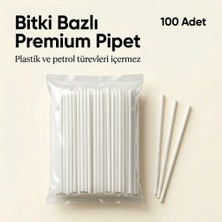 Packoala Bitki Bazlı Pipet - 7mm x 24 cm Ekstra Uzun - 100 Adet - Beyaz - Plastik Içermez