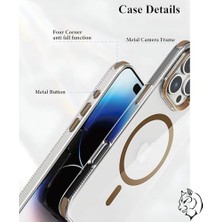 Vigordurus 15 ile Uyumlu Magsafe Şeffaf Kılıf – Dört Köşe Darbe Koruması, Metal Kamera Çerçevesi ve Tuşlar, Sararmaya Dayanıklı Şeffaf Arka Yüzey, Platinum Serisi, Beyaz