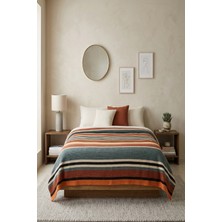 Lorvian Noletti Pamuklu Yumuşak Dokulu Çizgili Çift Kişilik Battaniye