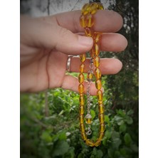 Plaka53 Shop 7X12 mm Arpa Kesim Sarı Sıkma Kehribar Tesbih - Usta Işçilik Reçine Bazlı