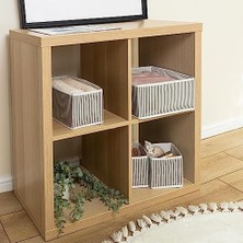 Vigordurus Pazar Kapısı 4 Lü Çekmece Düzenleyici Organizer Dekoratif Sepet Hurç (4 Lü Çekmece Çizgili)