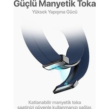 Vigordurus Galaxy 6/5/4 Serisi (40MM/44MM) 6/4 (43MM/42MM) 5 Pro 45MM Için Manyetik Katlanabilir Tokalı 20MM Kavisli Spor Silikon Kordon