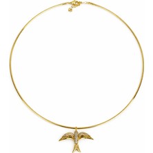 Sacha Kuş Figürlü Taş Detaylı Choker Kolye
