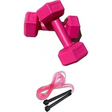 Nuvvo Leyaton 1 kg Pembe Dambıl ve Atlama Ipi Seti Egzersiz Seti Antrenman Seti 1 kg 2 Adet 2 kg Dambıl Seti