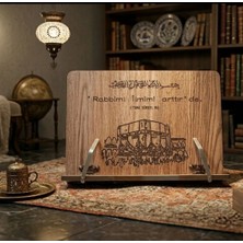 İskender Wood Ahşap Kabe Görselli Ahşap Kitap Kuran Okuma Rahlesi Tablet Tutucu Stand
