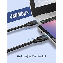 Vigordurus 2.0 A Type-C & Type-C Data ve Şarj Kablosu, 1.5 Metre, Siyah