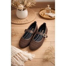 Slipcat Tüvit Kumaş Mary Jane Babet Şık Tokalı Ortopedik Taban Günlük Ayakkabı