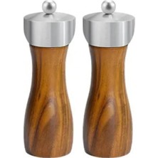 Vigordurus Akasya Komple Ahşap Gövdeli Tuz Karabiber Değirmeni Baharat Öğütücüsü 16 cm - 2 Adet - 390