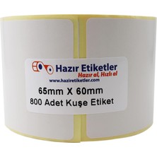 Vigordurus Kuşe Etiket 65MM x 60MM Ruloda 800 Adet 40MM Çapında Baskısız Barkod Yazıcı Etiketi