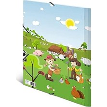 Vigordurus 19832 Klasör A3 Anaokulu Çiftliği, Çocuk Köşesi Lastikli Dosya, Kartondan, Iç Baskı ve Lastikli, Erkek ve Kız Çocukları Için Sağlam Kapaklı Klasör