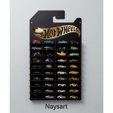 Hot Wheels Hotwheels Premium Temalı Pleksi Logolusiyah Mdf Raflı  40 Arabalık Duvar Rafı Kartonet 1/64 Araba