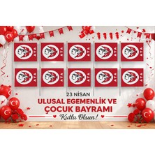 Pairla 10 Adet Atatürk Desenli Bayrak 23 Nisan Süsü 23 Nisan Hediyeleri