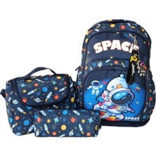 Alanç Gift Erkek Çocuk Ultra Lüks Ortopedik İlkokul Çantası Termal Beslenme, Kalemlik Ve Anahtarlık