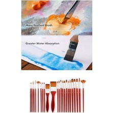 Vigordurus Kırmızı 24 Parçalı Profesyonel Sanat Fırça Seti Çantalı Yağlıboya Akrilik Guaj