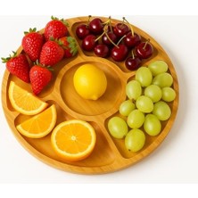 Vigordurus Doğal Bambu 5 Bölmeli Sunumluk Tabak | Kahvaltılık, Kuruyemişlik, Meyvelik, Atıştırmalık Servis Tabağı | Şık ve Dayanıklı Tasarım