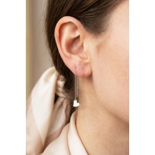 By Barun Kadın 925 Ayar Gümüş Kalp Zincirli Küpe