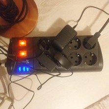 Vigordurus Termal Akım Korumalı Priz, Dayanıklı, Çocuk Koruması, 8'li Priz, Sekizli, 3 Usb'li, 2 mt Yüksek Akım Dirençli Kablo, Grup Priz Fulltech Ftr-08