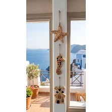 Fi Hediyelik Alaçatı Bodrum Marine Deniz Temalı Seramik Balkon Duvar Bahçe Kapı Ağaç Süslemesi 3’lü Set