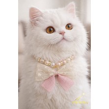 PHENORA Şık Tasarım Kedi Tasması - Fiyonk Desen Pembe Kedi Kolyesi