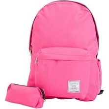 Vigordurus Hsr Ortopedik Su Geçirmez Leptop Bölmeli Hafif Günlük ve Okul Sırt Çantası ve Kalemlik (Pembe)