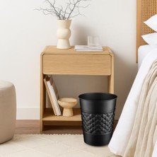 Vigordurus Abode El Yapımı Metal Geometrik Kabartmalı Siyah Çöp Sepeti Çöp Kutusu