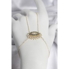 Karahanbey Pirinç Gold Renk Zirkon Taşlı Göz Model Kadın Şahmeran -