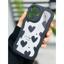 Vigordurus 16 ile Uyumlu Siyah Kalp Tasarımlı Aynalı Silikon Kılıf