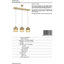 Vigordurus AV-60193-3Y-KRM Krem Boyalı Modern Avize E27 Metal Cam 70X15CM