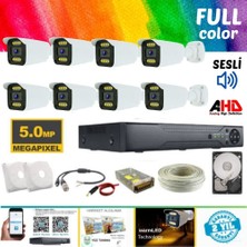 Arna 8 Kameralı 5 Mp 8 Warm LED Gece Renkli Su Geçirmez Ahd Güvenlik Seti 250 GB HDD Dahil- ST-250588W