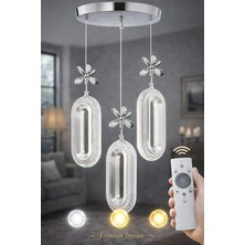 Serra 3'lü Gümüş 3 Renk  Modern LED Avize