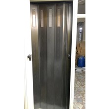 Dekoraks 1 Sıra Camlı Akordeon Kapı, Karaağaç Ahşap Desenli, 72X215CM
