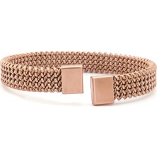 Bz Burgu Zincir 316L Çelik Rose Gold Halat Model Erkek Kelepçe Bileklik EBLK-412