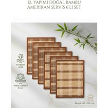 Wolawood Doğal Bambu 6'lı Amerikan Servis Seti Özel El Yapımı Natural Hasır Sofra Sunum Takımı