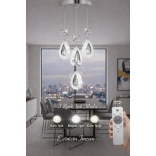 DAMLA KROM 4LÜ 3 Renk LED ISIKLI SALON MUTFAK  OTURMA ODASI ANTRE  AVİZE